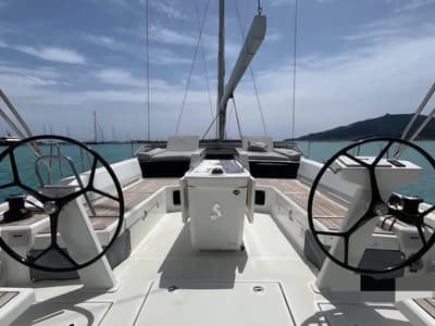 Cockpit of Princess Oceana, a Beneteau Oceanis 51.1 sailboat at Municipal Unit of Ellomenos, Greece