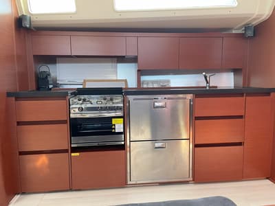 Galley of Medusa II, a Hanse Yachts Hanse 508 sailboat at Municipal Unit of Lefkada, Greece