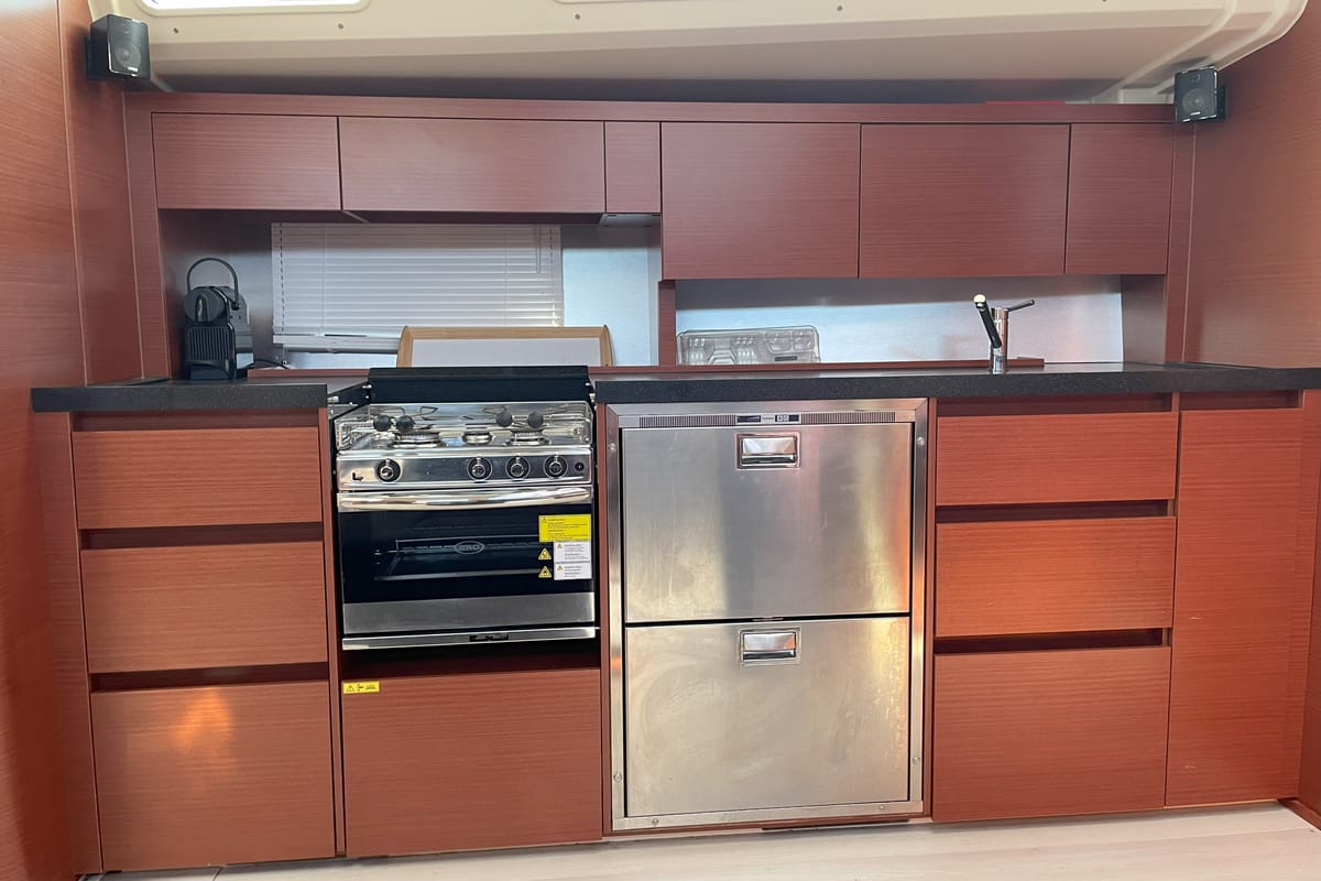 Galley of Medusa II, a Hanse Yachts Hanse 508 sailboat at Municipal Unit of Lefkada, Greece