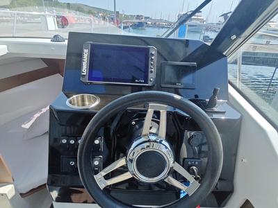 Cockpit of Ares, a Jeanneau Merry Fisher 795 Series 2 motorboat at Punat, Croatia
