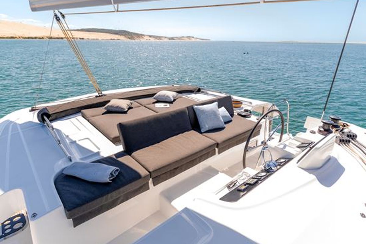Cockpit of Galeb, a Lagoon 46 catamaran at Seget Donji, Croatia
