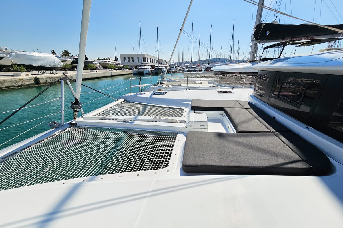 Deck of Galeb, a Lagoon 46 catamaran at Seget Donji, Croatia