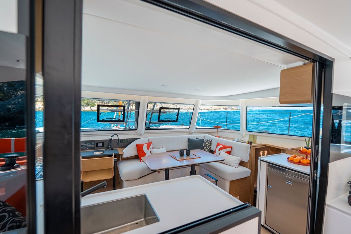 Salon of AQUILA, a Excess 13 catamaran at Municipal Unit of Lefkada, Greece