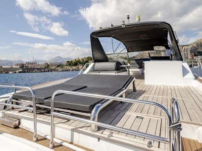 Deck of Maeva Star, a sailboat at Milazzo, Italy
