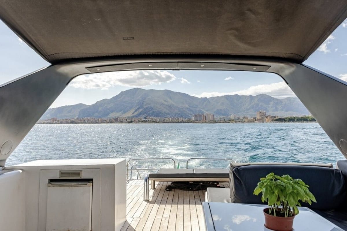 Deck of Maeva Star, a sailboat at Milazzo, Italy