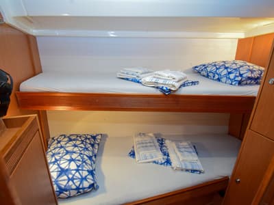 Salon of MINA, a Bavaria 50 Cruiser sailboat at Marmaris, Turkey