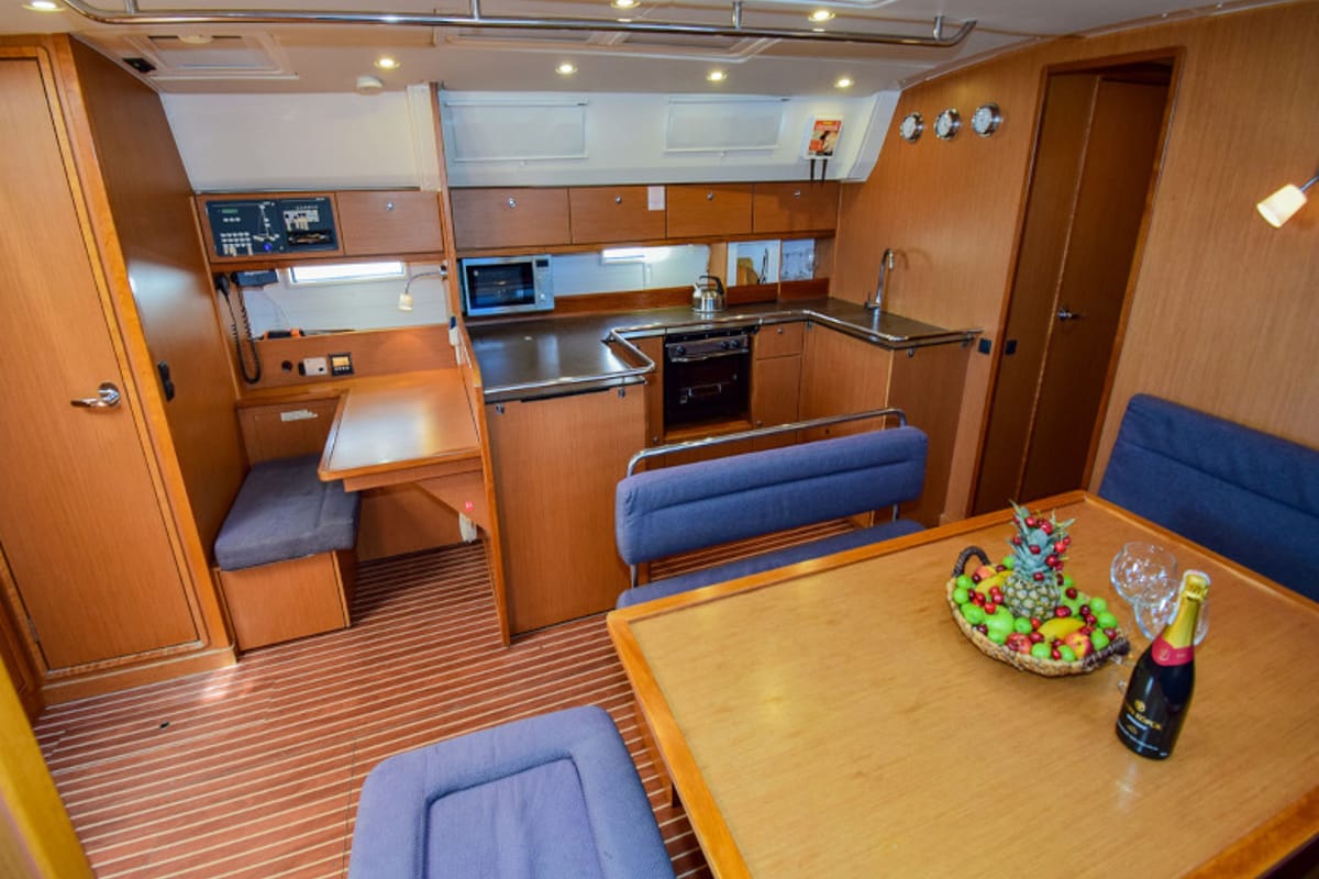 Cabin on MINA, a Bavaria 50 Cruiser sailboat at Marmaris, Turkey