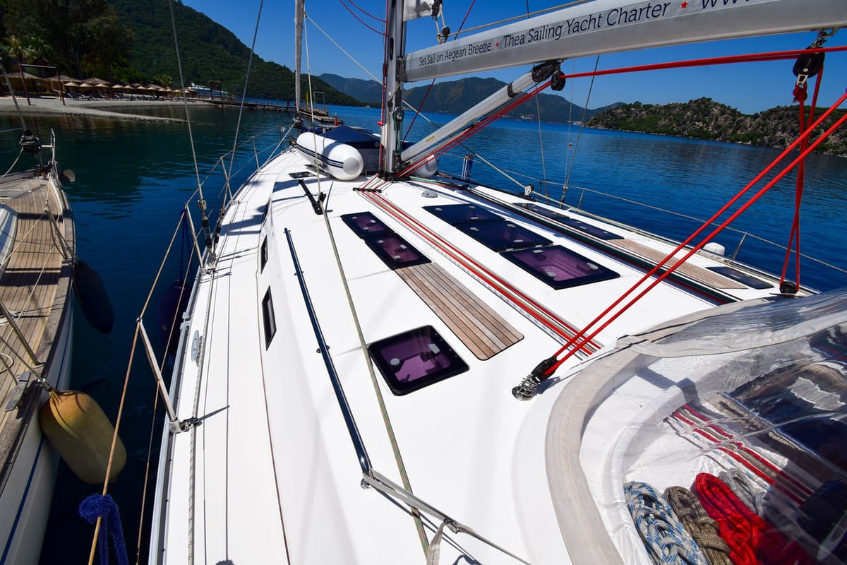 Cabin on MINA, a Bavaria 50 Cruiser sailboat at Marmaris, Turkey