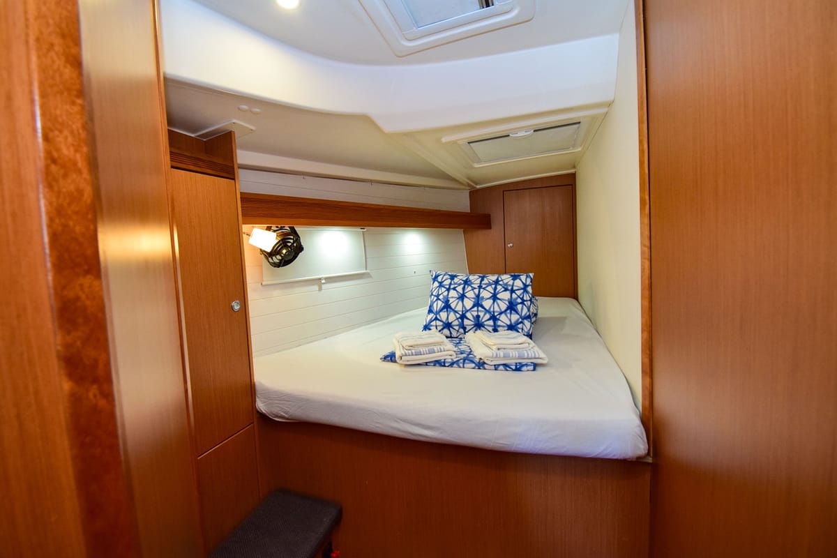 Cabin on MINA, a Bavaria 50 Cruiser sailboat at Marmaris, Turkey
