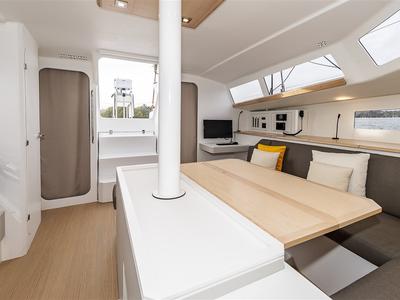 Salon of Ithaka, a Pogo Structures Pogo 44 sailboat at Lanzarote, Spain