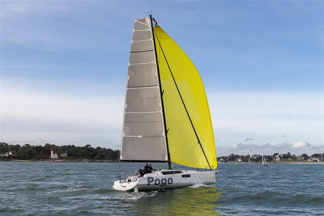 Exterior view of Ithaka, a Pogo Structures Pogo 44 sailboat at Lanzarote, Spain