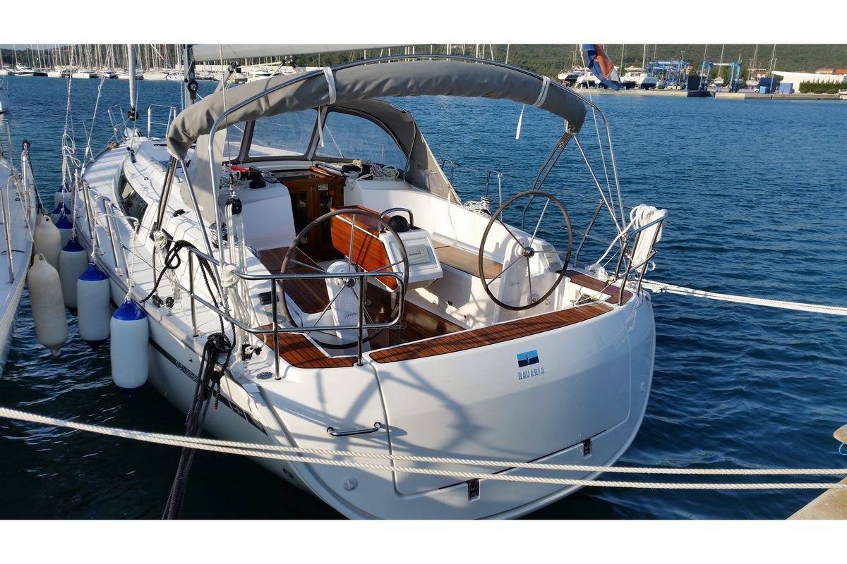 Exterior view of Mišac, a Bavaria Cruiser 37 sailboat at Općina Sukošan, Croatia