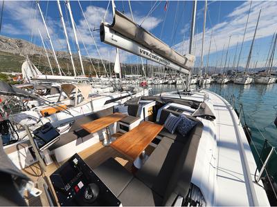 Deck of Bliss, a Hanse Yachts Hanse 460 sailboat at Grad Kaštela, Croatia