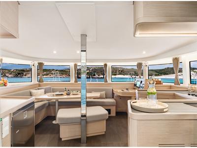 Salon of Alas, a Lagoon 42 catamaran at Parikia, Greece