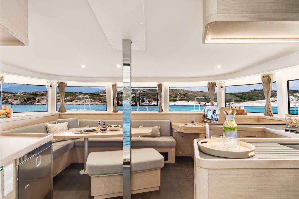 Salon of Alas, a Lagoon 42 catamaran at Parikia, Greece