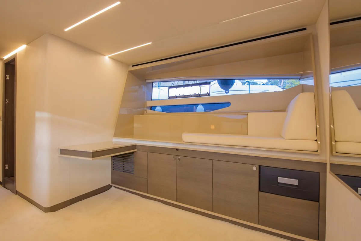 Salon of Journey, a Numarine 62 Flybridge yacht at Fethiye, Turkey