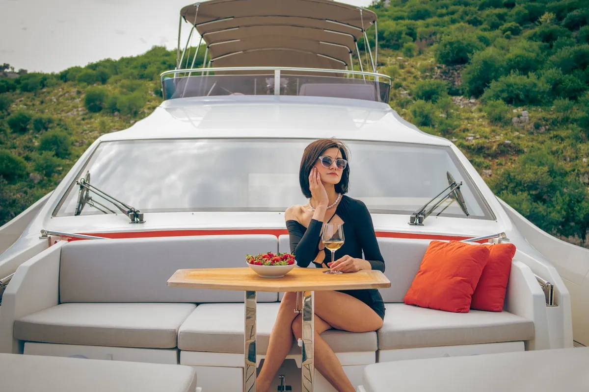 Deck of Journey, a Numarine 62 Flybridge yacht at Fethiye, Turkey