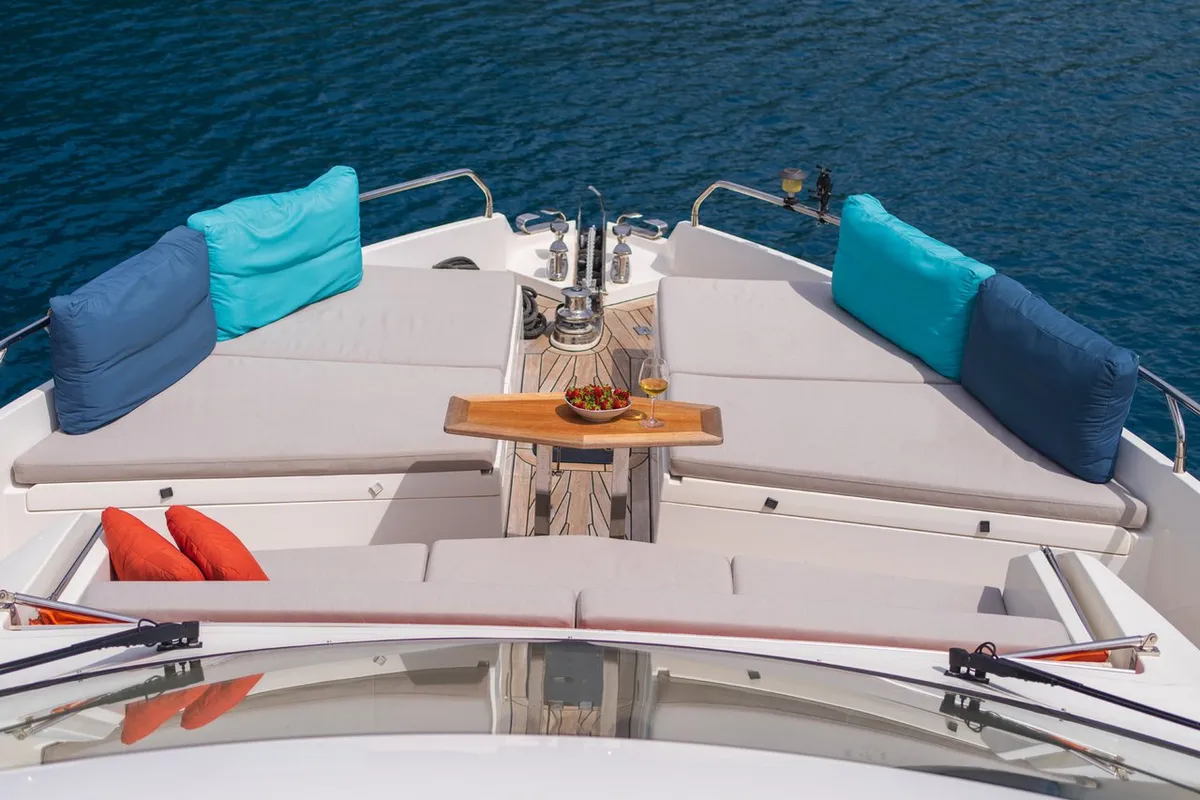 Deck of Journey, a Numarine 62 Flybridge yacht at Fethiye, Turkey