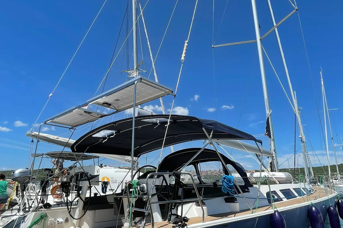 Exterior view of Lupela, a D&D Kufner 54 sailboat at Grad Trogir, Croatia