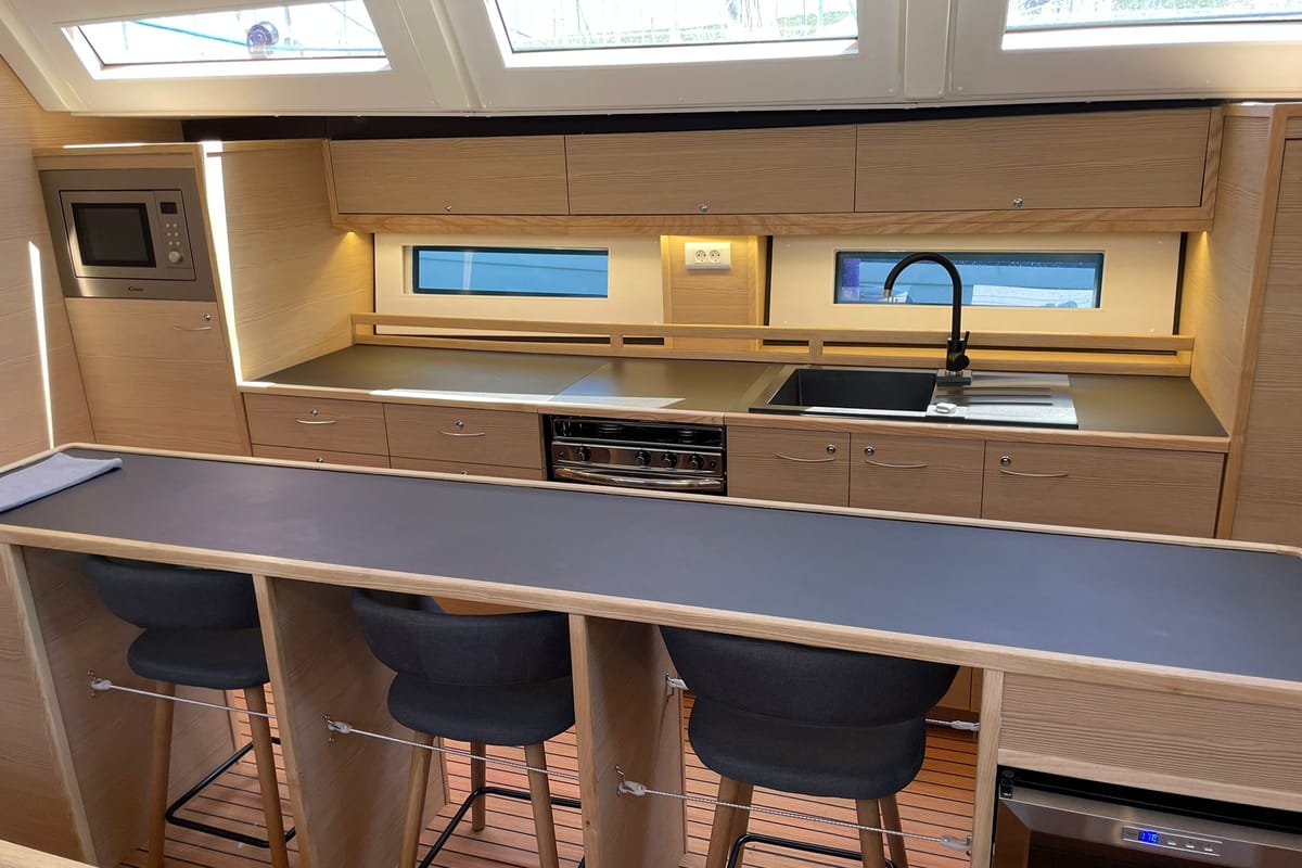 Galley of Lupela, a D&D Kufner 54 sailboat at Grad Trogir, Croatia