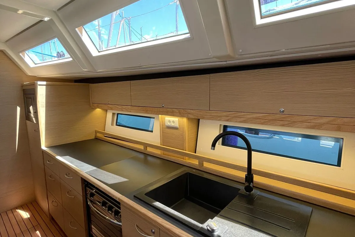 Galley of Lupela, a D&D Kufner 54 sailboat at Grad Trogir, Croatia