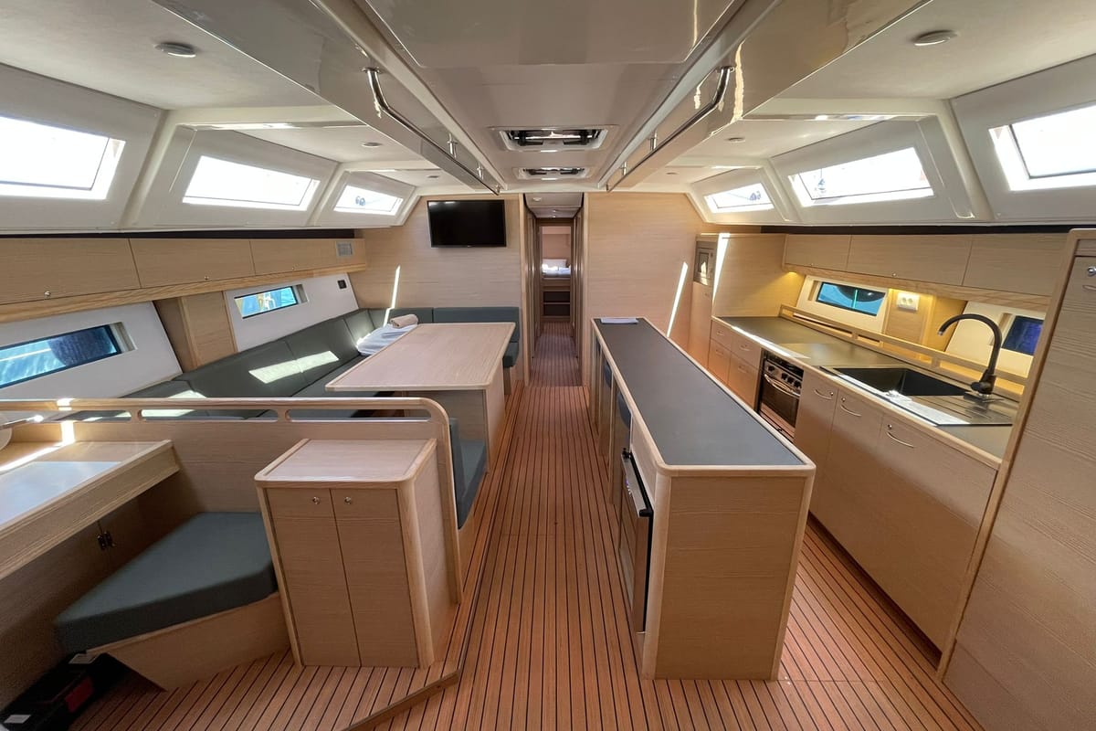 Salon of Lupela, a D&D Kufner 54 sailboat at Grad Trogir, Croatia