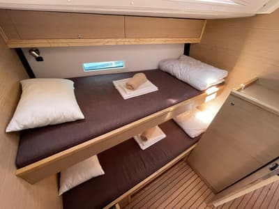 Cabin on Lupela, a D&D Kufner 54 sailboat at Grad Trogir, Croatia