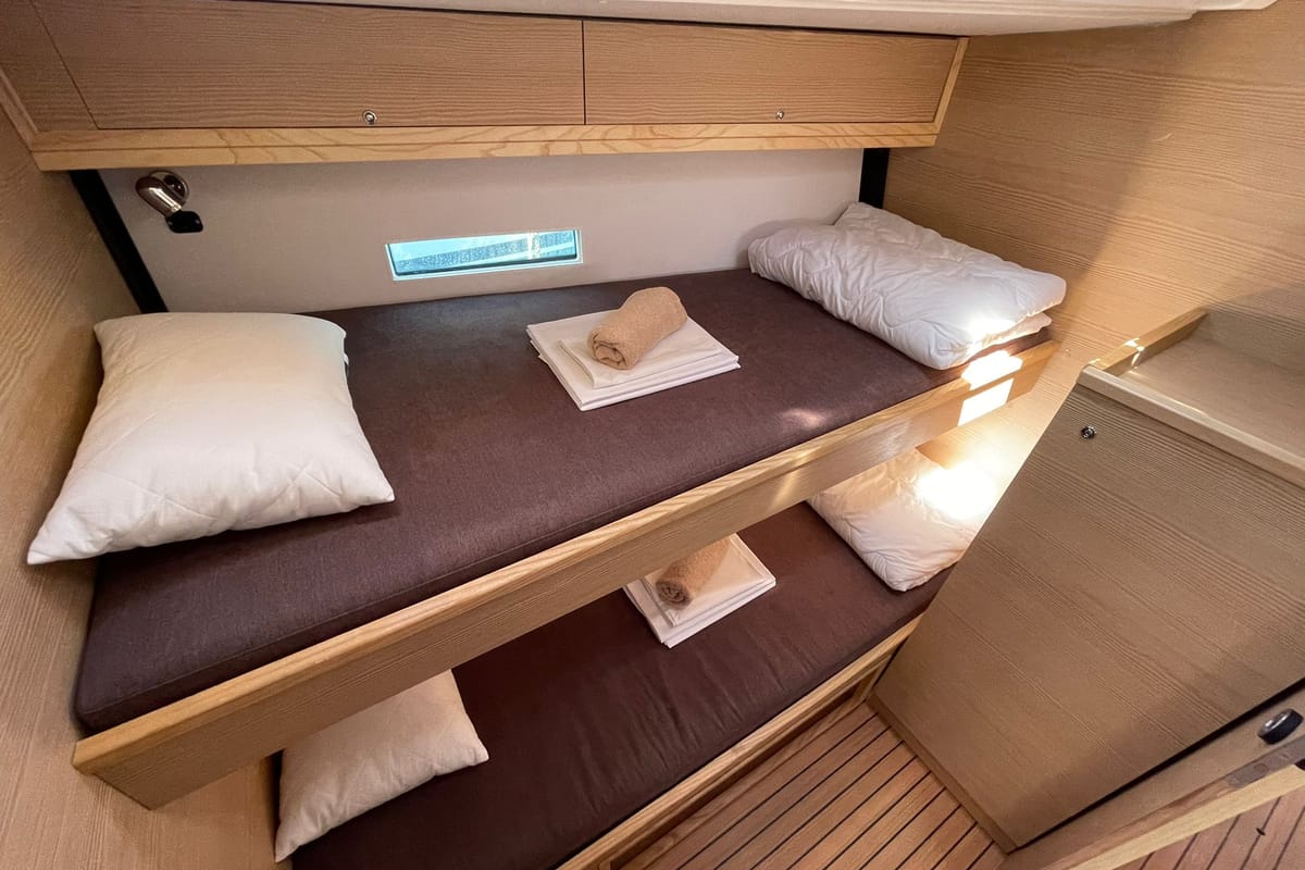 Cabin on Lupela, a D&D Kufner 54 sailboat at Grad Trogir, Croatia
