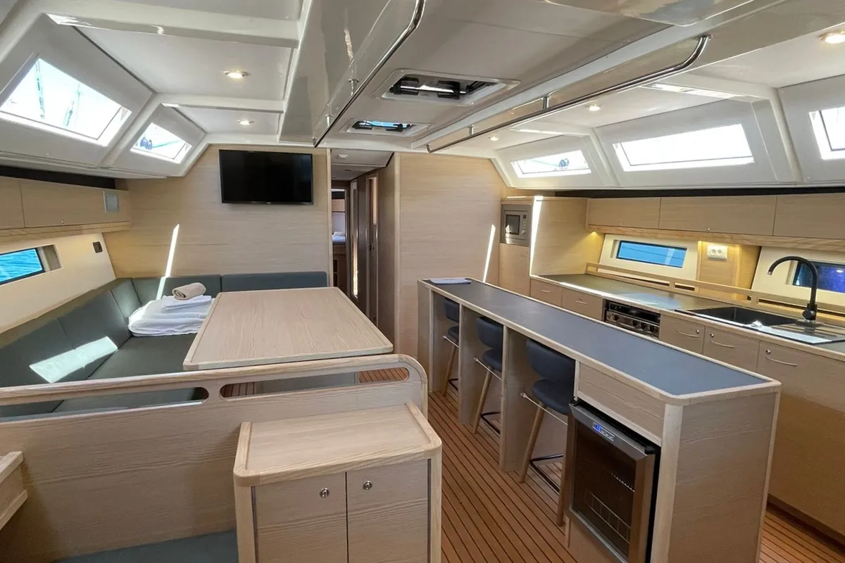 Salon of Lupela, a D&D Kufner 54 sailboat at Grad Trogir, Croatia