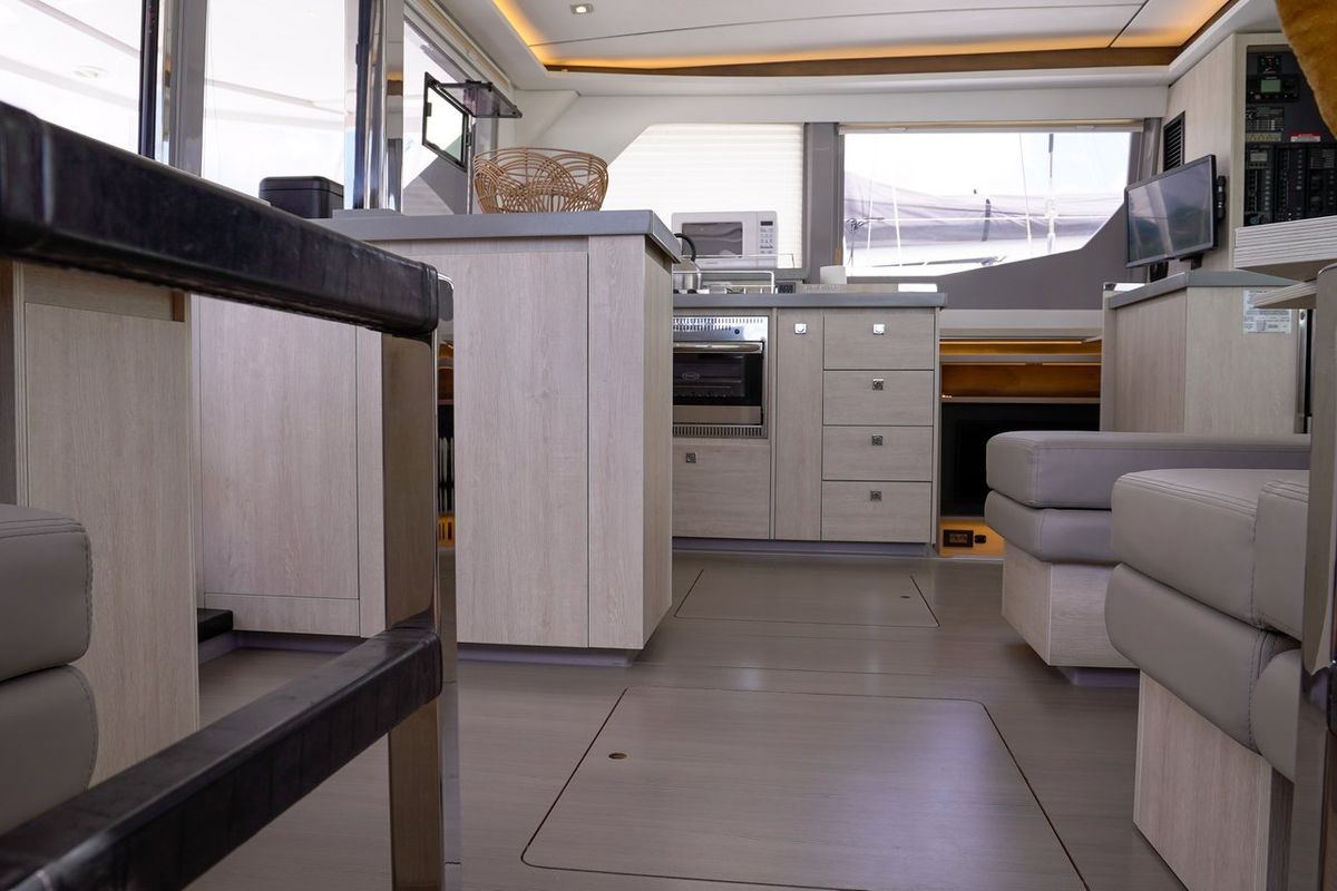Galley of Manaphy, a Leopard 45 catamaran at Seget Donji, Croatia
