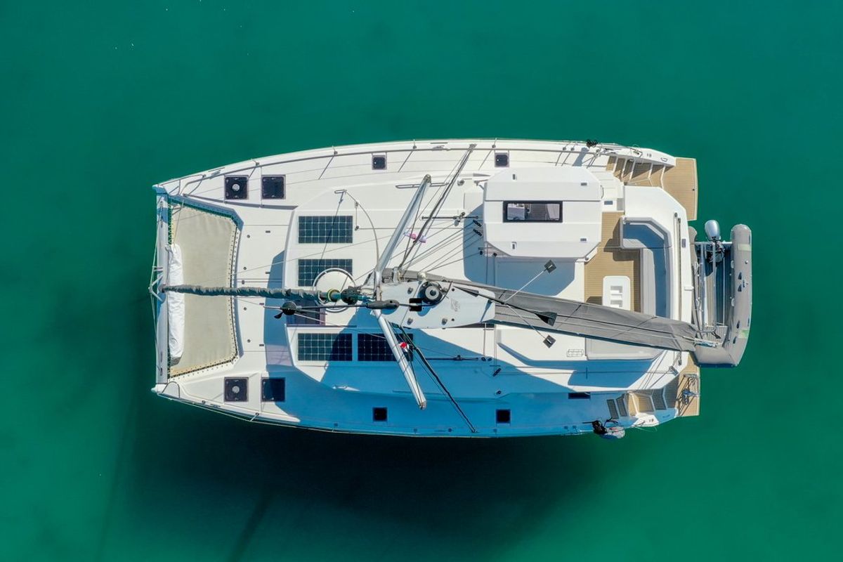 Exterior view of Manaphy, a Leopard 45 catamaran at Seget Donji, Croatia