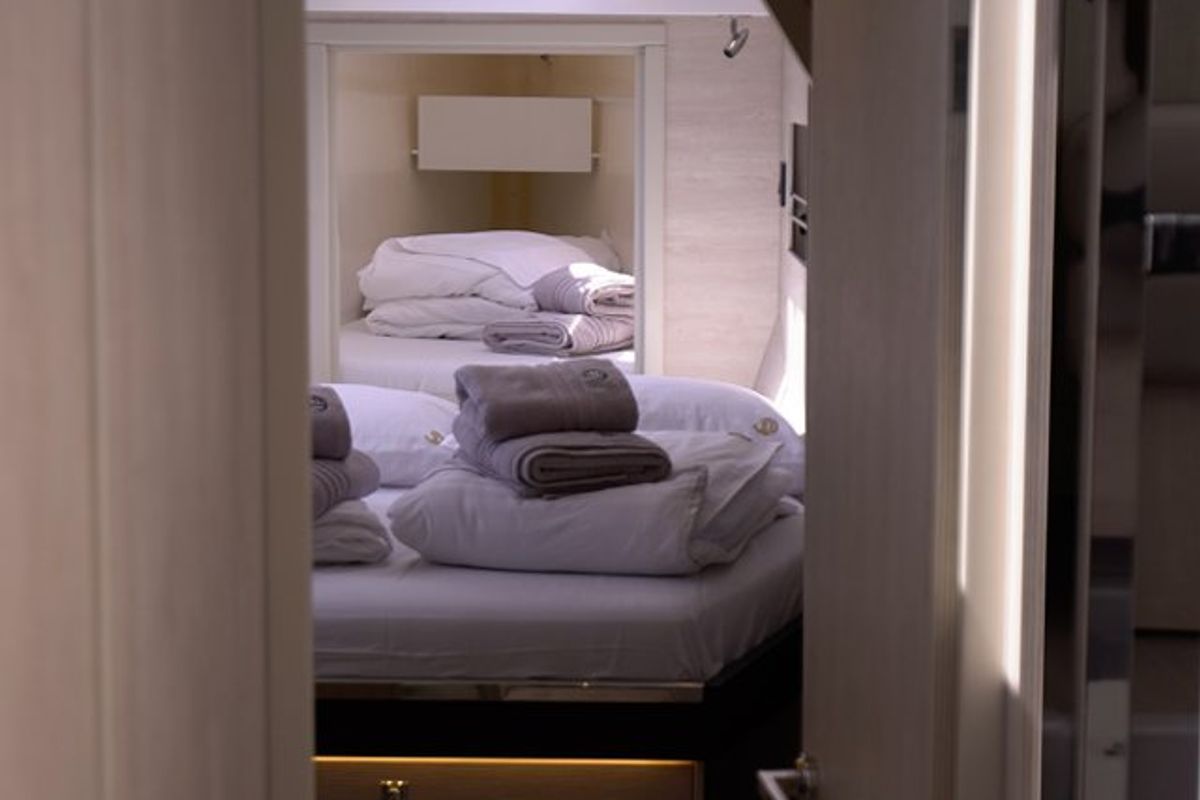 Cabin on Manaphy, a Leopard 45 catamaran at Seget Donji, Croatia