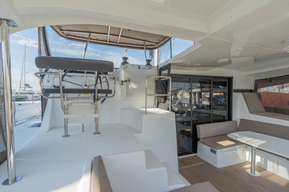 Galley of Day One, a Lagoon 42 catamaran at Marpissa, Greece