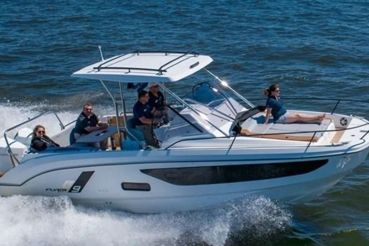 Exterior view of Beneteau 9, a Beneteau Flyer 9 motorboat at Punat, Croatia