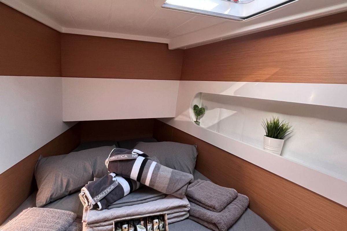 Cabin on Aeolian Odyssey, a Excess 12 catamaran at Preveza, Greece