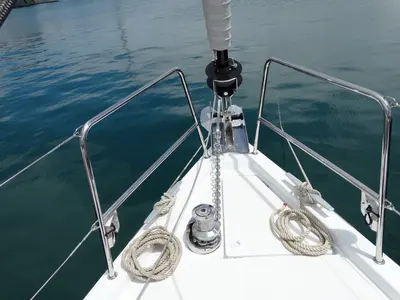 Deck of IL SOLE, a Jeanneau 54 sailboat at Volos Municipality, Greece