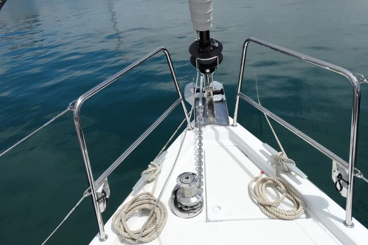 Deck of IL SOLE, a Jeanneau 54 sailboat at Volos Municipality, Greece