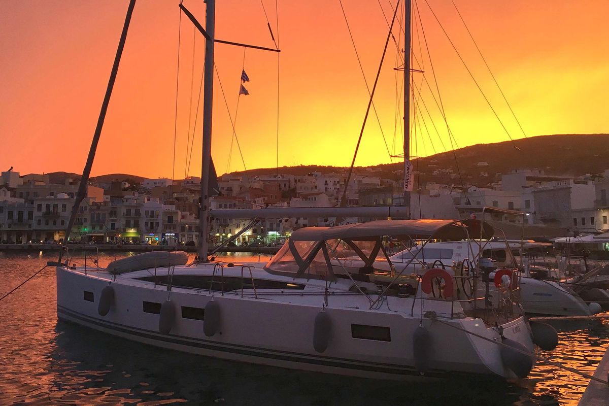 Exterior view of IL SOLE, a Jeanneau 54 sailboat at Volos Municipality, Greece