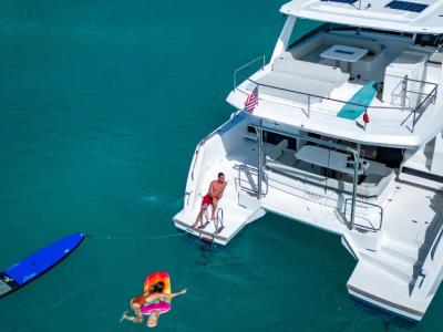 Deck of Moorings 464PC Club, a Leopard 46PC catamaran at Road Town, British Virgin Islands