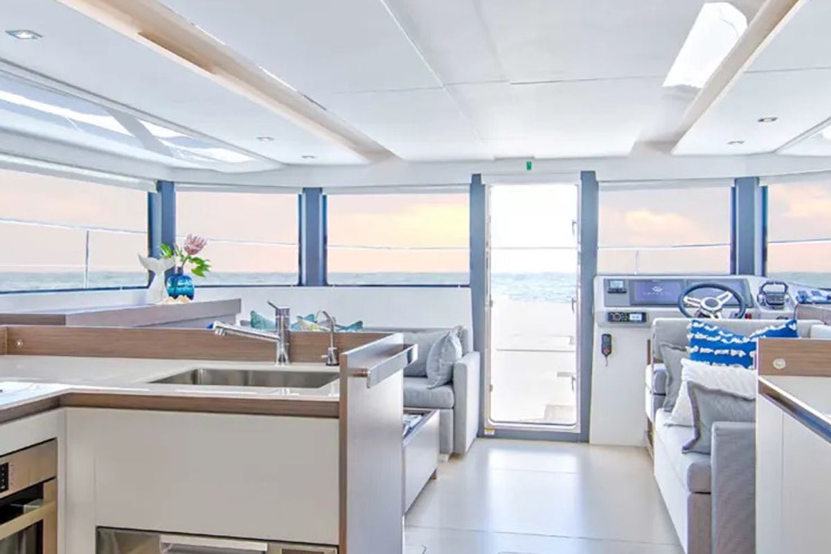Galley of Moorings 464PC Club, a Leopard 46PC catamaran at Road Town, British Virgin Islands