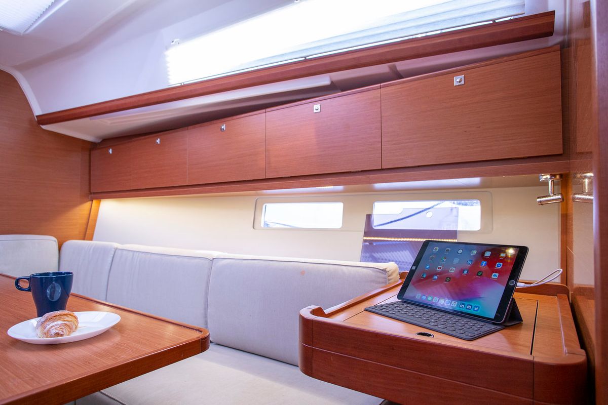 Salon of Niké, a Dufour 382 GL sailboat at Grad Pula, Croatia