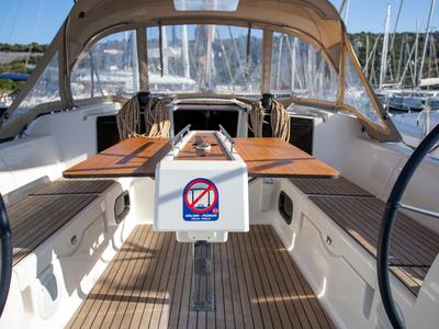 Cockpit of Niké, a Dufour 382 GL sailboat at Grad Pula, Croatia