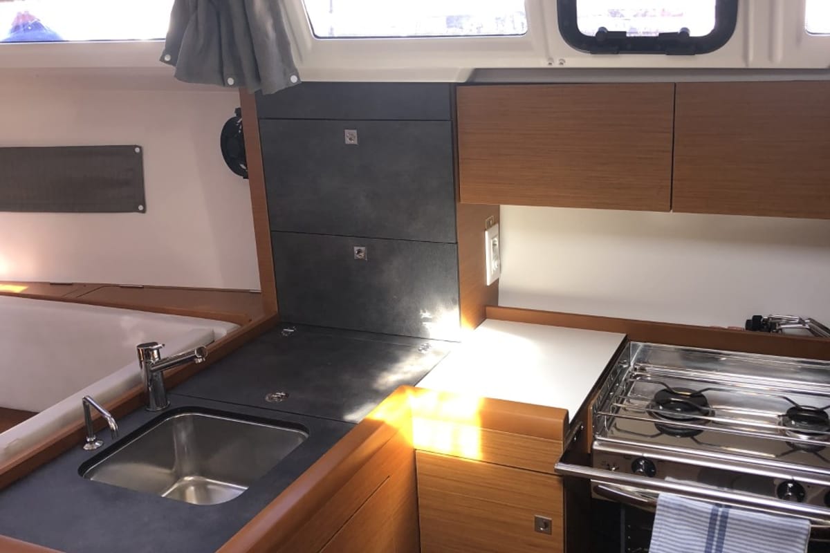 Galley of Nara, a Jeanneau Sun Odyssey 349 sailboat at Mali Lošinj, Croatia