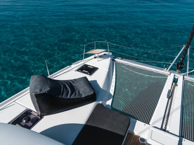 Deck of Omnia, a Lagoon 46 catamaran at Piraeus, Greece