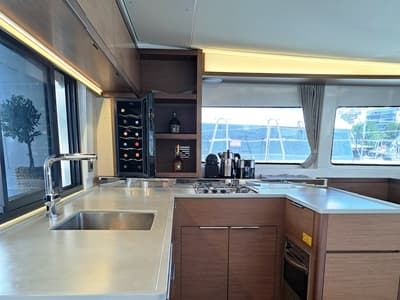 Galley of Omnia, a Lagoon 46 catamaran at Piraeus, Greece
