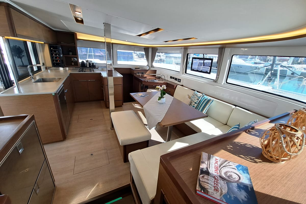 Galley of Omnia, a Lagoon 46 catamaran at Piraeus, Greece