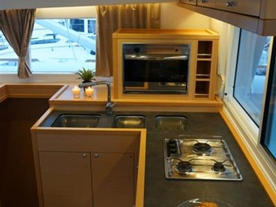 Galley of Myrto, a Lagoon 400 S2 catamaran at Kontokali, Greece