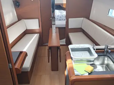 Salon of Novara, a Jeanneau Sun Odyssey 349 sailboat at Pirovac, Croatia