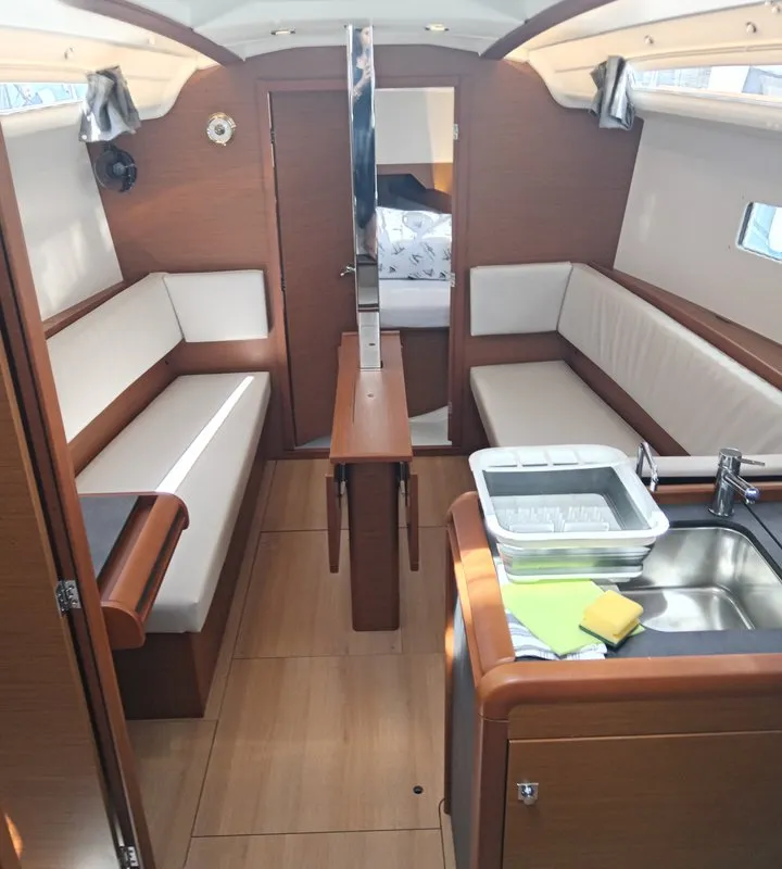 Salon of Novara, a Jeanneau Sun Odyssey 349 sailboat at Pirovac, Croatia