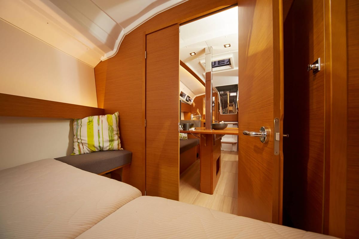 Cabin on Novara, a Jeanneau Sun Odyssey 349 sailboat at Pirovac, Croatia